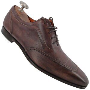 Mezlan Burnished Brown Leather Dress Shoes Men size 10.5 Apron-toe Oxfords Spain